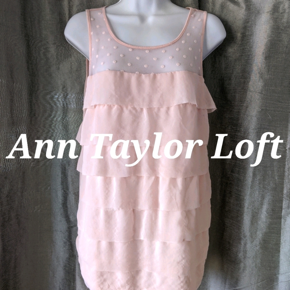 Ann Taylor Loft Soft Pink Sheer Layered Tank Top